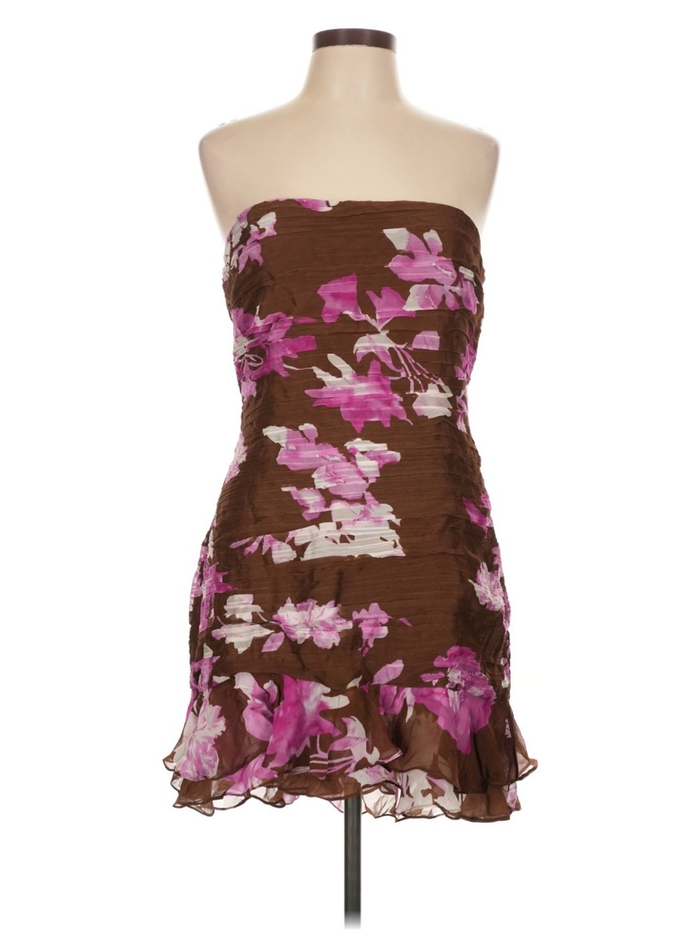 Rococo Sand Strapless Floral Ruffle Mini Dress